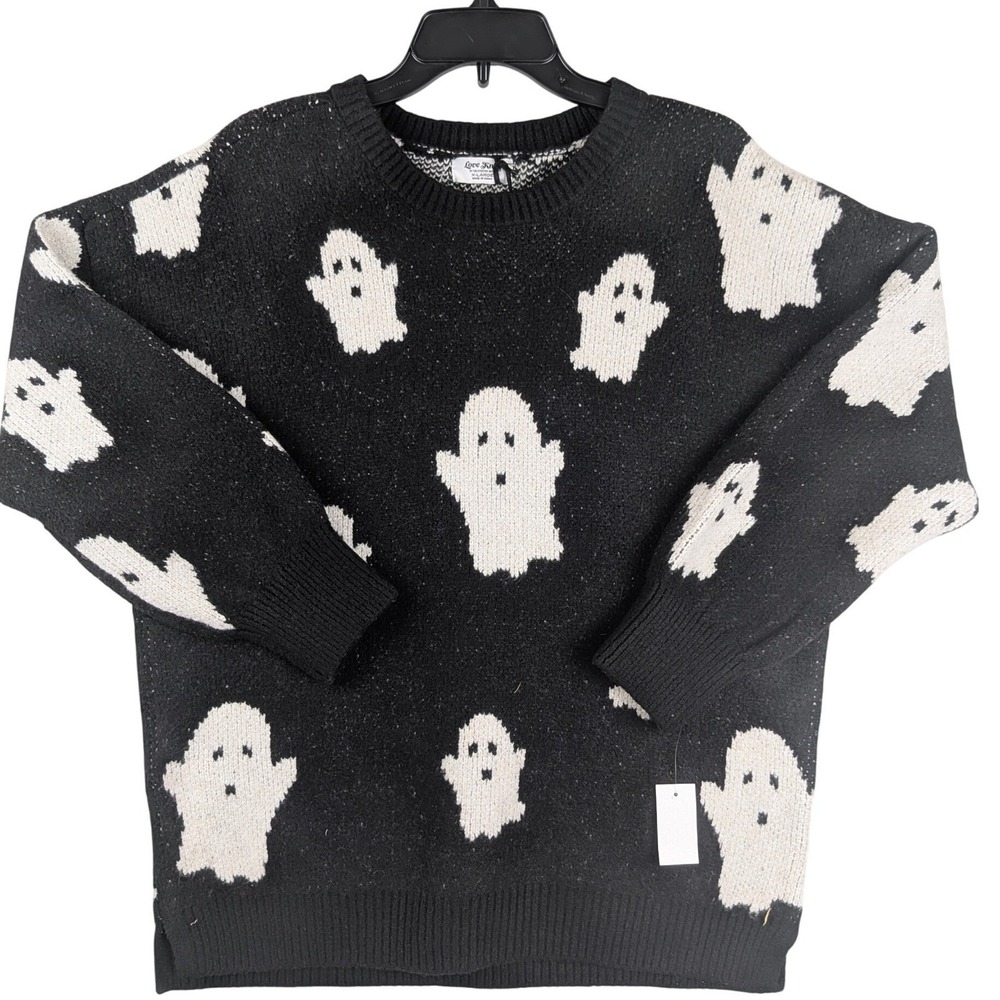 Halloween Ghost Sweater Black White Halloween Pullover XL RN168168